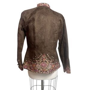 Coldwater Creek Brown Blazer with Pink embroidered accents